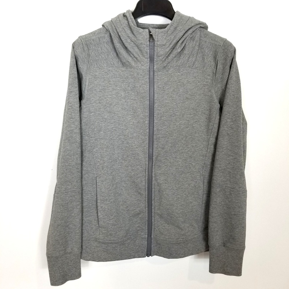 Lululemon Women Belle Hoodie Heathered‎ Grey Size 8 Stretch French Terry Zip Up